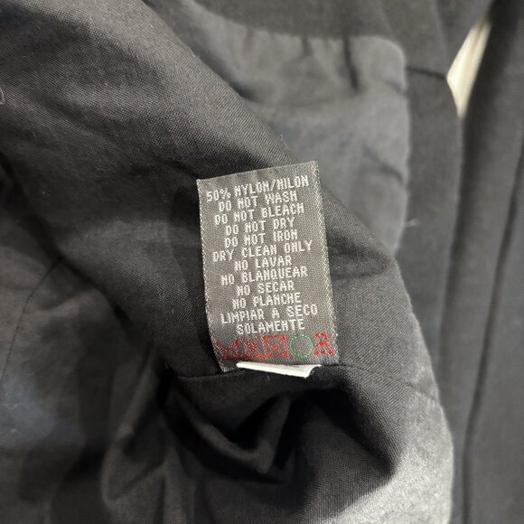 Lg Black Wool Blend Lined Double Breasted Long Sleeve Collar Button Pocket Coat - Picture 10 of 11